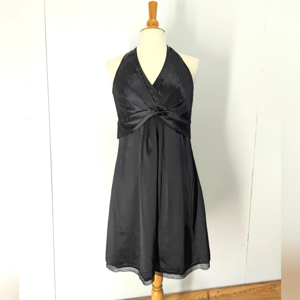 Ann Taylor LBD Silk Black Slip Dress Midi Sleeveless Cocktail Party Date Night 8